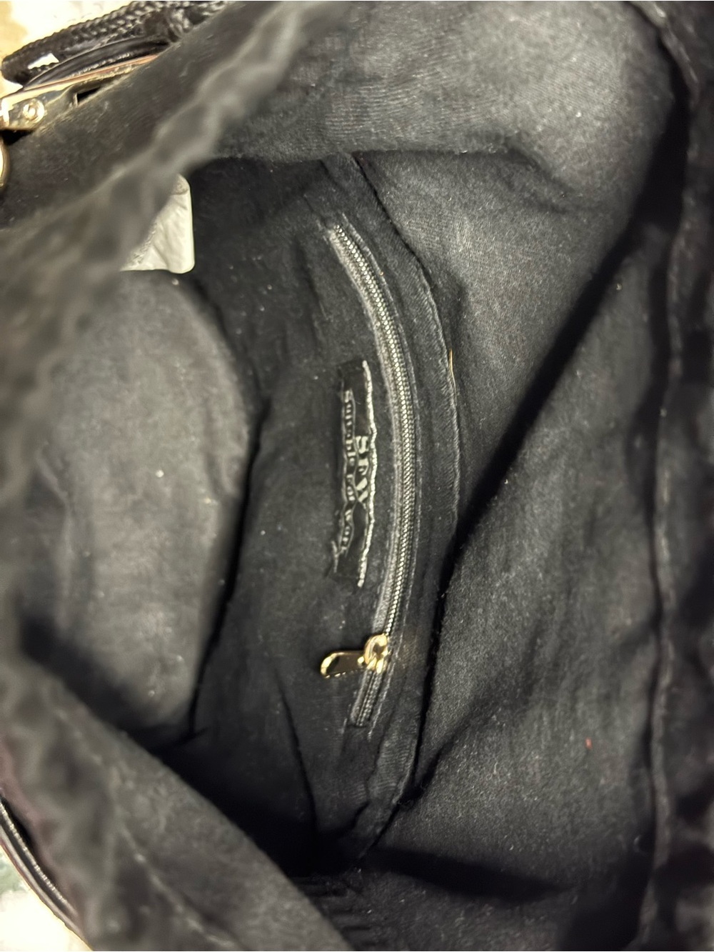 SFW Suitable For Work Black Croc-Embossed Bucket Bag - Picture 4 of 7